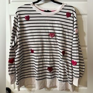 Jane and Delancey White and Pink Ribbed Sweater